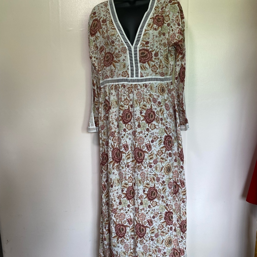 LUCCA- vintage Floral embroided lace Maxi Dress - Picture 2 of 8